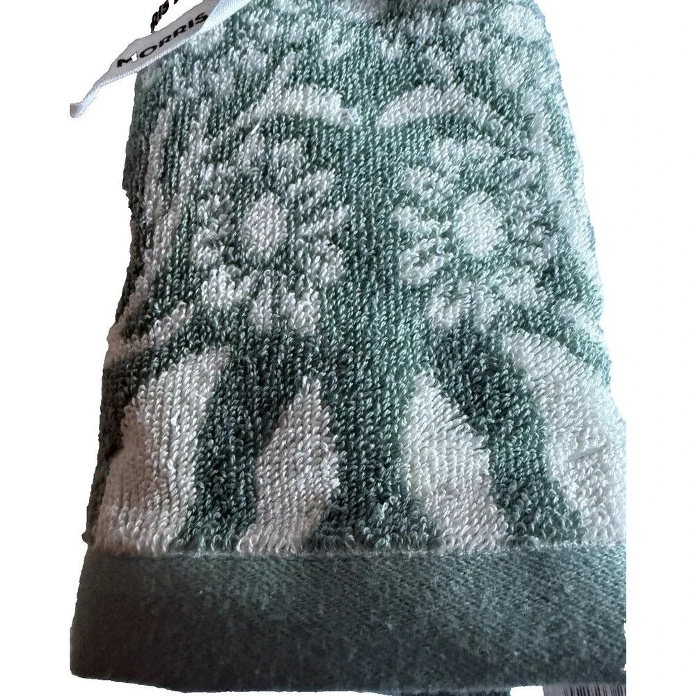 William Morris Michaelmas Daisy Fingertip Towels Set of 2 Green Sage Luxury